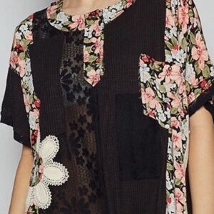 POL Black Floral Patchwork Lace Top New no Tags
